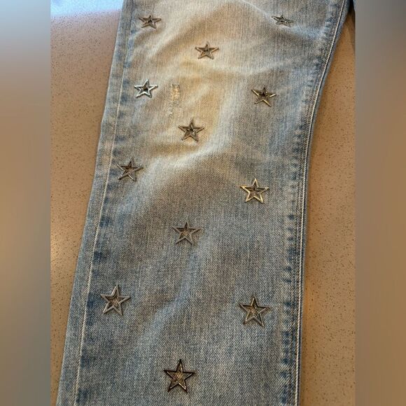 Hudson Riley Crop Jeans Size 27 Embroidered Stars Women's Lightwashed Jeans - Picture 3 of 15